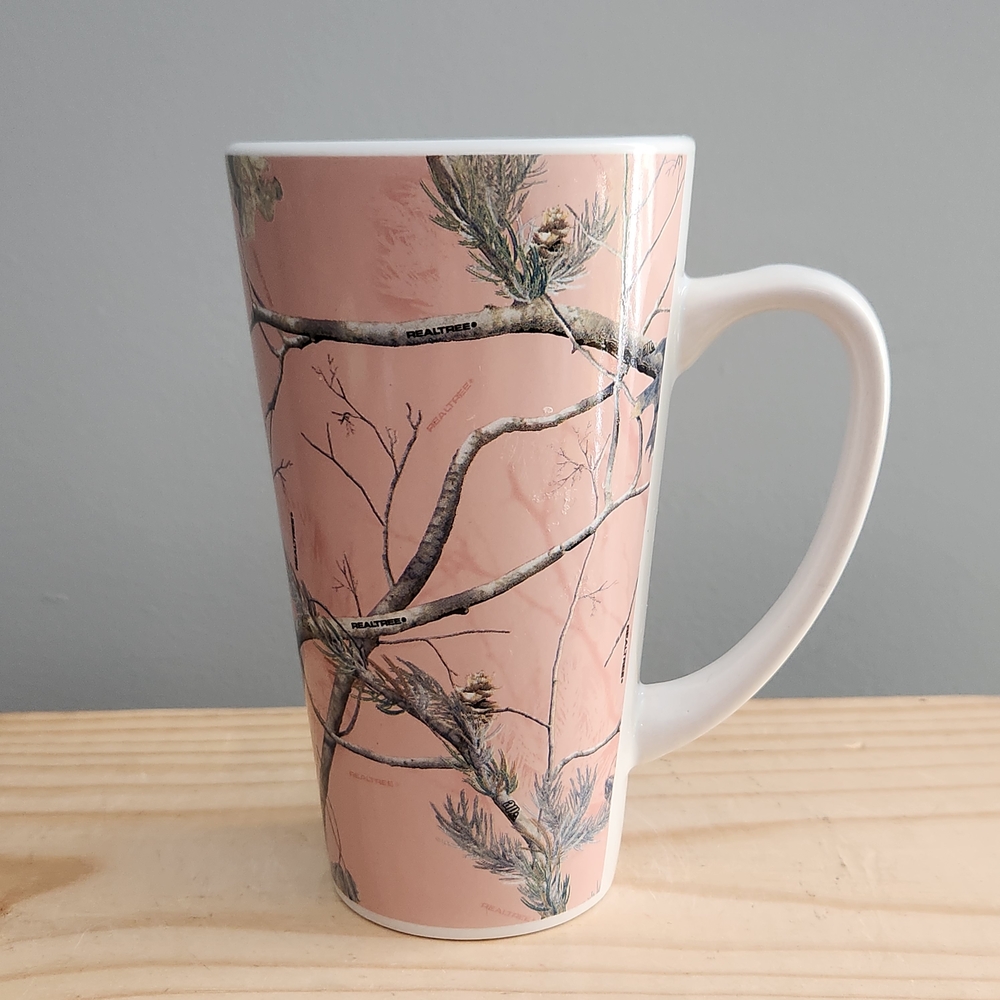 Realtree Gander Mountain Pink Tree Branch Camo Design Ceramic Tall Mug